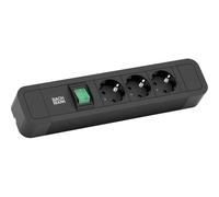 BACHMANN PRIMO2 Multiprise 3x contact de protection, aluminium, interrupteur, noir, 2 m