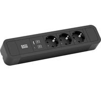 BACHMANN PRIMO2 Multiprise 3x contact de protection, aluminium, USB Charger A&C, noir, 2 m
