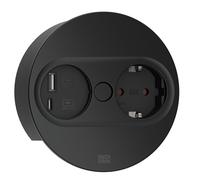 Bachmann Prise Twist 2 1x CEE7/7, 1x USB A/C 22W, 2,0 m, RAL9005, Rond