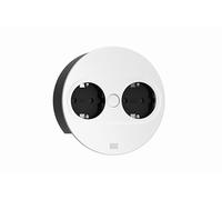 Bachmann Prise encastrable Twist 2 Ronde, 2 Prises, câble de 2 m, Prise de Table pour Cuisine et Bureau, Blanc (avec Ouverture par Pression, revêtement Anti-Traces de Doigts et Cache Amovible)