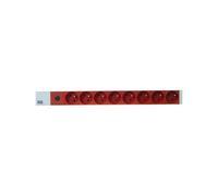 Bachmann Protection - Coupe-circuit (rack-montable) - entrée : IEC 60320 C14 - connecteurs de sortie : 8 (CEE 7/5) - 1U - 19" - 2 m cordon - rouge, argent aluminium
