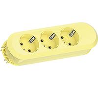 BACHMANN SMART Multiprise 3x CEE7/3, avec fiche coudée à contact de protection, jaune, 1,5 m