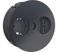 BACHMANN TWIST 1x contact de protection, embouts, chargeur USB, fiche de montage avec contact de protection, noir, 2 m