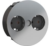 BACHMANN TWIST 2x Schutzkontakt, Aderendhülsen, Schutzkontaktmontagestecker, chrom, 2 m