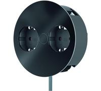BACHMANN Twist 931.150 Prise encastrable 2 Prises avec câble de 2 m pour Cuisine et Noir Mat (Profondeur d'encastrement de Seulement 40 mm et évacuation de l'eau intégrée)