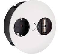 Bachmann Twist USB A, élément de prise, avec prise Schuko, blanc mat