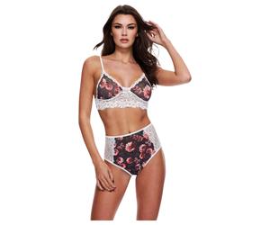 Baci - Ensemble fleuri en dentelle, taille haute - M/L