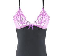Baci Lingerie BAC3148PURQ Guêpière Plus String Ficelle Ensemble de Jarretière Noir Taille XL