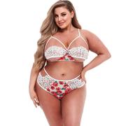 Baci Lingerie - Ensemble soutien-gorge en dentelle et fleurs blanches, S/M