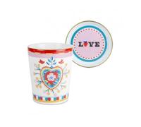 BACI MILANO, BICCHIERE CON PIATTINO/COPERCHIO, IN PORCELLANA, CON CUORE, MAMMA MIA, CUCINA, ACCESSORI TAVOLA