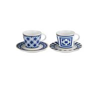 Baci Milano Lot de 2 tasses à café avec soucoupe en porcelaine collection Infinity