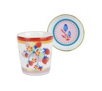 BACI MILANO, TAZZINA ESPRESSO CON PIATTINO/COPERCHIO, IN PORCELLANA, CON FRAGOLE, MAMMA MIA, CUCINA, ACCESSORI TAVOLA