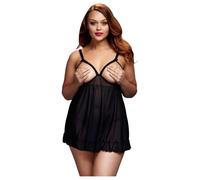 BACI Plus Size - babydoll ouverte à pois - noir (XL-XXL)