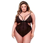 Baci - Sexy Crotchless Mesh Teddy Black Queen