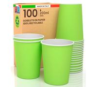 Baciato Caffè 100 Gobelet Carton, Verre Vert, Écologique et Jetables, Gobelets Cafè Jetables, Résistant à la Chaleur,pour la Boisson Froide et Chaude en Carton de Qualité,Ideal pour Café, Thé