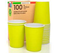 Baciato Caffè 100 Gobelets Carton Jaune, Écologique et Jetables, Gobelet Cafè Jetables, Résistant à la Chaleur, pour la Boisson Froide et Chaude, Café, Thé, pour Fête d'Anniversaire