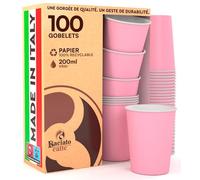 Baciato Caffè 100 Gobelets Carton Rose, Jetables, Résistant à la Chaleur, pour la Boisson Froide et Chaude, Café, Thé, pour Fête d'Anniversaire