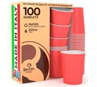 Baciato Caffè 100 Gobelets Carton, Rouge, Jetables, pour la Boisson Froide, Chaude, Café, Thé, Cappuccino, pour Anniversaire, Noël, 200ml