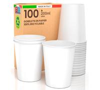 100 pcs Gobelets Jetables en Papier/Carton 7OZ - 200ML, Gobelet pour Café - Thé - Boissons chaudes et froides - Eau