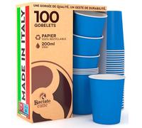 Baciato Caffè 100 Verres en Papier, Bleu, 200 ml, Écologiques et Biodégradables, Gobelets Jetable par Emporter, Résistant à la Chaleur, Boissons Froides, Chaudes, Café, CAPPUCCINO
