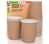 Baciato Caffè Gobelets Jetables Anniversaire, Havane, 200 ml, Verre Jetable par Emporter, Résistant à la Chaleur, Carton de Qualité, Boissons Froides, Boissons Chaudes, Café, Cappuccino
