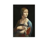 BACION Impressions Sur Toile De Nénuphars De Lady with An Ermine, Leonardo Da Vinci Reproduction De Peintures À L'huile Tendues Et Encadrées