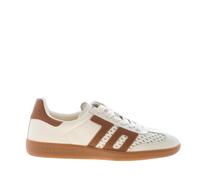 BACK 70 chaussures femme baskets Cloud cuir beurre cognac avec découpes