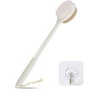 Back Brush 17 Inch For Shower,Non-Slip Shower Brush Long Handle Shower Brush With Soft And Stiff Bristles,Exfoliating Bath Brush For Wet Or Dry Brushing (Cream White)