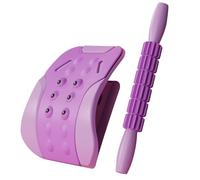 Back Stretcher, Adjustable Spine Cracking Device, 3-Level Lumbar Support with Massage Stick and Cushion Pad, Perfect for Office, Home, Gym, Correction, Back, 11.42x9.65 inches