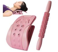 Back Stretcher, Adjustable Spine Cracking Device, 3-Level Lumbar Support with Massage Stick and Cushion Pad, Perfect for Office, Home, Gym, Correction, Back, 11.42x9.65 inches