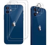 Back Tempered Glass For Iphone 12 (2 Pieces) And Camera Protector For Iphone 12 (2 Pieces), [9h Hardness] [Anti-Scratch] Screen Protector Film For Iphone 12
