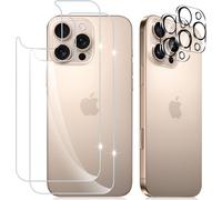 Back Tempered Glass For Iphone 16 Pro , [2+2 Pieces] [9h Hardness] Screen Protector Film + Rear Camera Protective Camera, Back Screen Protector For Iphone 16 Pro