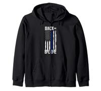 Back The Blue Thin Blue Line Distressed USA Flag Sweat à Capuche