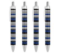 Back The Blue Thin Blue Line Lot de 4 stylos à bille rétractables de 0,5 mm, écriture lisse avec prise en main confortable, fournitures de bureau pour homme et femme