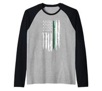 Back The Green Thin Green Line, Patrouille frontalière sous Drapeau américain Manche Raglan
