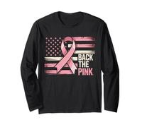 Back The Pink Drapeau américain Sensibilisation au Cancer du Sein Femmes Hommes Enfants Manche Longue