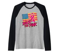 Back The Pink Drapeau américain Sensibilisation au Cancer du Sein Femmes Hommes Enfants Manche Raglan