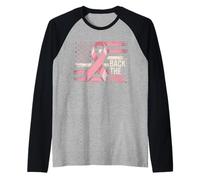 Back The Pink Drapeau américain Sensibilisation au Cancer du Sein Femmes Hommes Enfants Manche Raglan