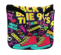 Back to 90's Tees Couverture de putter maillet rétro rétro fermeture magnétique pour putters de golf Maillet carré imperméable en cuir PU