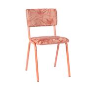 BACK TO MIAMI - Chaise de repas en velours brodé rose Rose