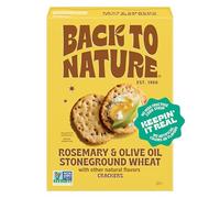 Back to Nature Craquelins de blé moulus au romarin et à l'huile d'olive, sans OGM, craquelins à base de plantes, fabriqués avec des grains entiers et des graines de lin, boîte de 141,7 g