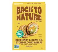 Back to Nature Stoneground Craquelins de blé, romarin et huile d'olive - Sans produits laitiers, sans OGM, fabriqués avec des grains entiers et des graines de lin, collations délicieuses et de qualité