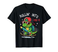 Back to School Rollin' Into Pre-K Dino T-Rex Skateboarding T-Shirt