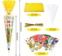 Back To School Sweet Cones Bags ,12 Pcs First Day Of School Party Bags Gift Bags Cookie Bags For Kids Welcome Ready To Learn Classroom Party Supplies Candy Sweet Bags