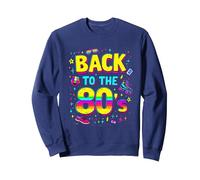 Back to The 80s Sweatshirt, Unisexe pour Adultes, Bleu Marine, S