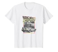 Back to The Future Delorean Distressed Poster T-Shirt, Enfant, Blanc, 3 Ans