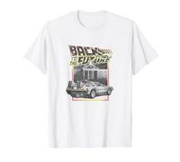 Back to The Future Delorean Distressed Poster T-Shirt, Homme, Blanc, M
