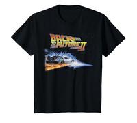 Back to The Future Fire and Lightning Car T-Shirt, Enfant, Noir, 8 Ans