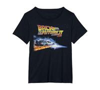 Back to The Future Fire and Lightning Car T-Shirt, Femme Grandes Tailles, Noir, 3X