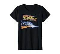 Back to The Future Fire and Lightning Car T-Shirt, Femme, Noir, L